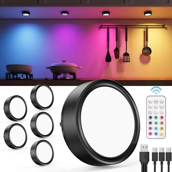 Illuminazione RGB da parete ricaricabile - Puntoluce LED regolabile - 1 pezzo - Senza fili - Magnetico