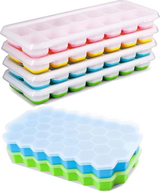 Set di blocchi di ghiaccio in silicone con coperchio - Set da 6 - per birre, cocktail, whisky - bevande