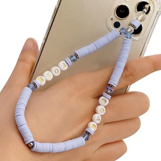 Lanyard anti-perdita di orologio per smartphone con perle colorate - Cintura per polso con perle sorride e perle per donne