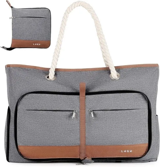 Borsa da spiaggia multifunzione per donna - grande con chiusura a zip - XXL borsa da bagno