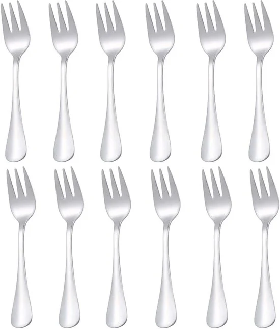 Set di forchette per torta - acciaio inossidabile - 12 pezzi - argento