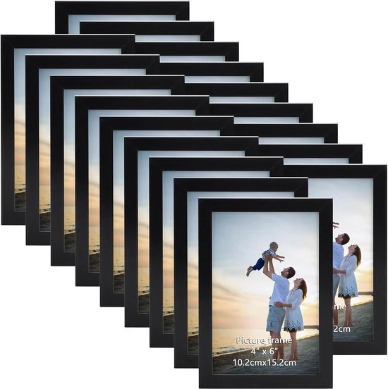 Fotolijst 10 x 15 cm - set di 18 - nero - per parete e tavolo