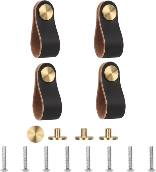 Maniglie in legno per mobili - adatta per porta armadio e cucina - 4 pezzi - nero - 13 x 2,5 cm