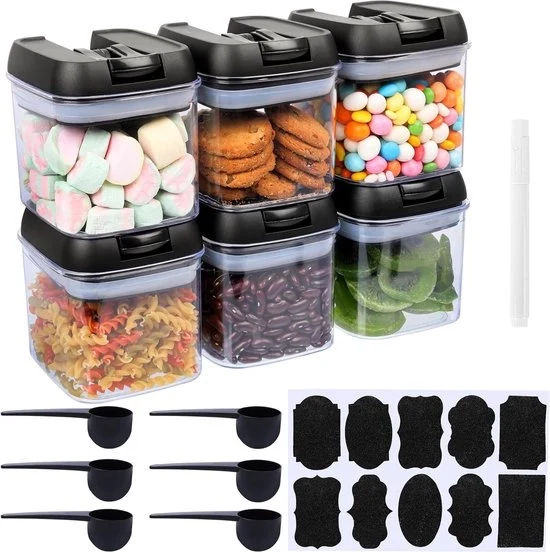 Contenitori di Stoccaggio con Coperchio, Etichetta e Penna - 500 ml - Bicchieri di Plastica trasparenti per Spezie - Strettamente Sigillati - per Spezie, Sale e Contenitori di Stoccaggio