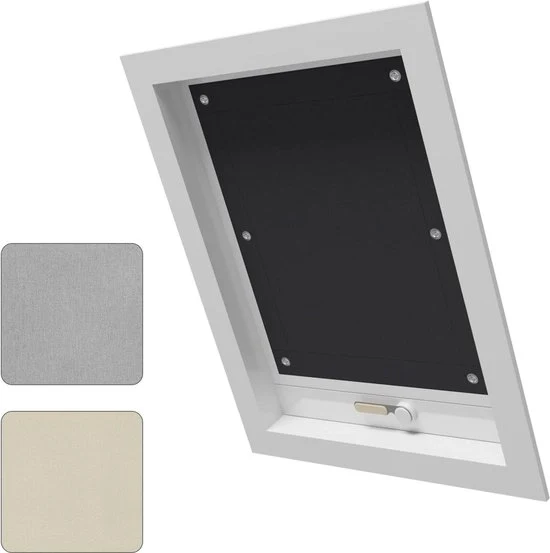 Rollesternezza per finestre da soffitto senza forare - tenda di oscuramento termica - protezione dal calore - 60 x 73 cm - tenda di oscuramento nera con adesivi
