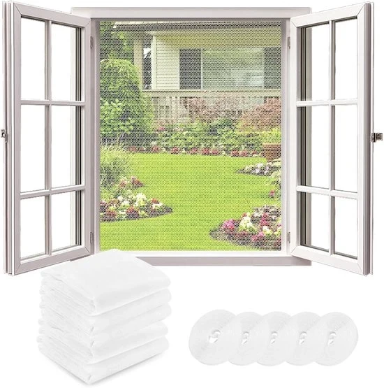 Veloce schermo per finestre - rete per zanzare - 5 pezzi - bianco - 1,3 x 1,5 m