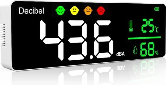 Decibelmeter Digitale misuratore del livello del suono - Preciso - Portata tra 30db e 130db - Misuratore del livello del suono - Display a LED - Misurazione professionale del suono Modello: DM-130 Codice prodotto: 12345