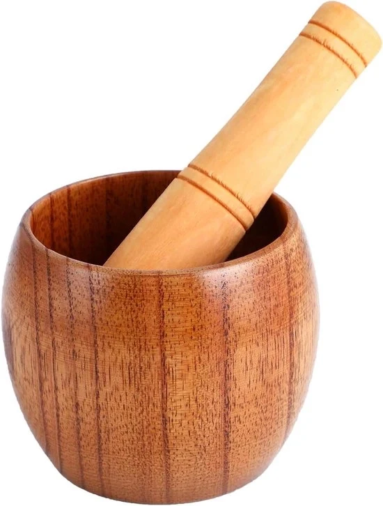 Mortario in legno di Jujube - tradizionale macina manuale per erbe e spezie - robusta