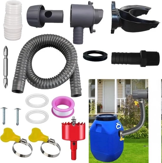 Connettori per raccolta di acqua di pioggia - adatto per tubo di scarico 70-110 mm - con accessori di montaggio