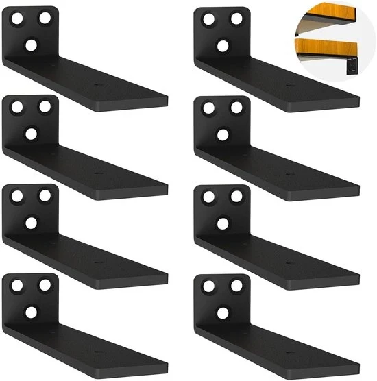Sostegni oscillanti per tavole - Attacchi alla parete - 8 pezzi - Nero - Metallo - 15cm