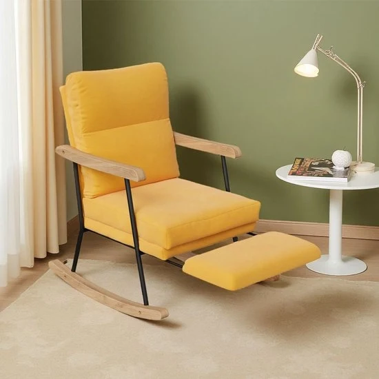 Sedia Relax - Ergonomica - Sedia con Appoggio di Piede Rilevabile - Sedia Oscillante - Gialla