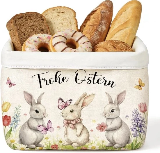 Mandorlo di stoffa per Pasqua – Mandorlo con motivo di coniglio – Decorazione di tavola per Pasqua – Mandorlo di primavera per pane e panini