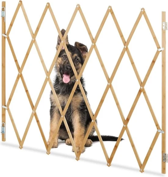 Recinzione estensibile per cani in bambù - larghezza 17-130 cm - altezza 875-100 cm - recinzione di sicurezza per scale e porte - natura