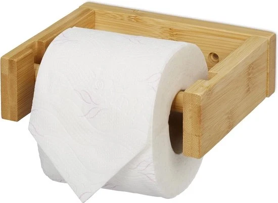 Sostituto di carta igienica in bambù - Supporto wc in muratura - Adesivo autoattacco - 5x16x13 cm - Naturale
