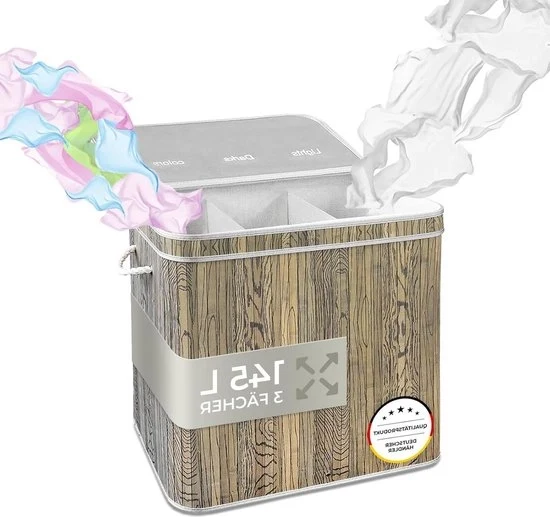 Organizzatore per la cucina in bambù con coperchio - lavastoviglie - organizzatore per la stanza da bagno - grigio naturale