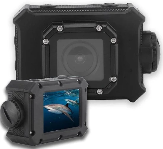 Action Camera 4K Ultra HD con schermo da 2 polliche, impermeabile, adatta per immersioni, paracadutismo e ciclismo, con microfono integrato, 30m di profondità, con foro di 1/4 polliche.