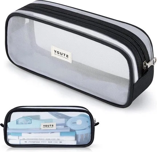Etui per penna - grande tas per pennarelli - cassetto per carta da lettera - tas per trucco - per studenti - scuola - università - ufficio - Tas per pennarelli nero
