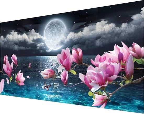 Pittura a diamanti 5D grande luna per adulti - decorazione per sala e camera da letto - 40 x 70 cm Pittura a diamanti