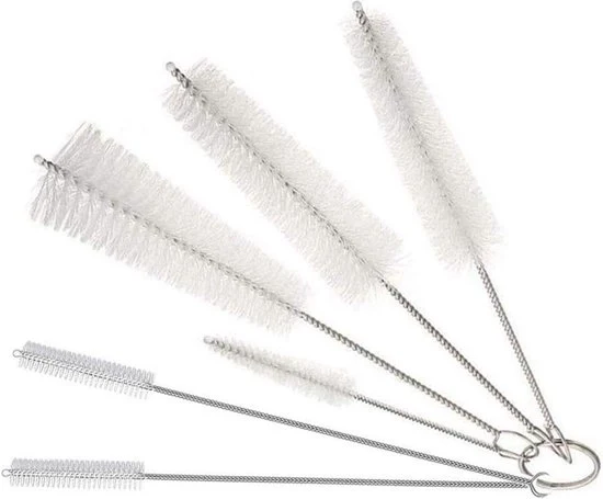 Set di spazzole per pulizia di bicchieri, flaconi, biberon, tubi, becher, bottiglie di vino, set di 6 spazzole per la pulizia della cucina.
