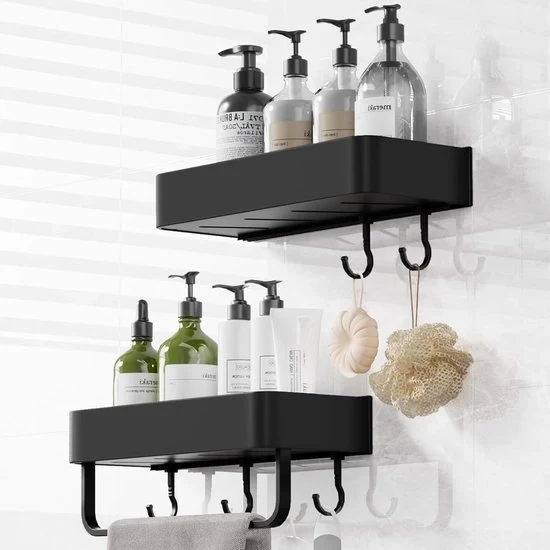 Piastrelle doccia senza fori - kit bagno - 2 pezzi - nero - alluminio