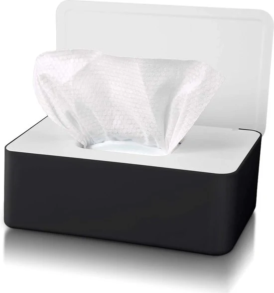 Tissue con coperchio, contenitore per asciugamani, cassetta di stoccaggio serviette impermeabile per ufficio domestico auto (nero (coperchio bianco))
