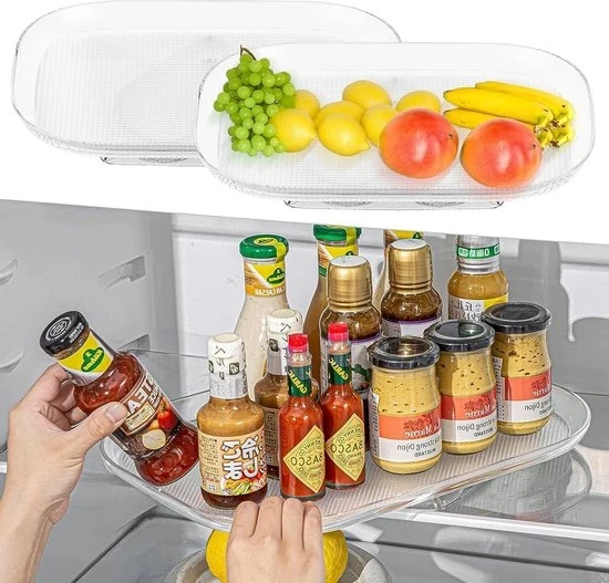 Draaiplateau trasparente rettangolare 398 cm con antislip - organizzatore di spezie e kruidenrek girevole e piano di lavoro elettrico