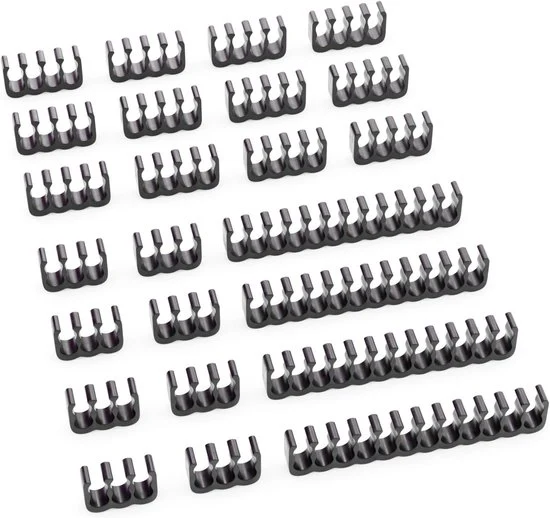 Set di supporti per cavi - Gestione cavi per PC - 24 pezzi - Nero