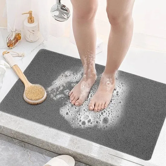 Matte anti-scivolo - Loofah morbido - Tappeto per bagno 50x80 cm - Grigio - PVC