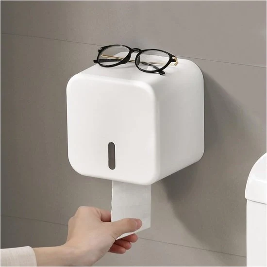 Houder per carta igienica adesiva - Acqua resistente - 1 pezzo - Bianco