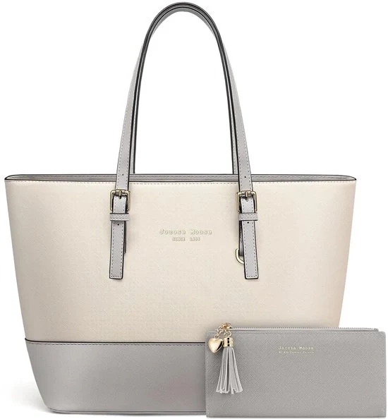 Borsa da lavoro e scuola elegante - beige/grigio - medio - hobo