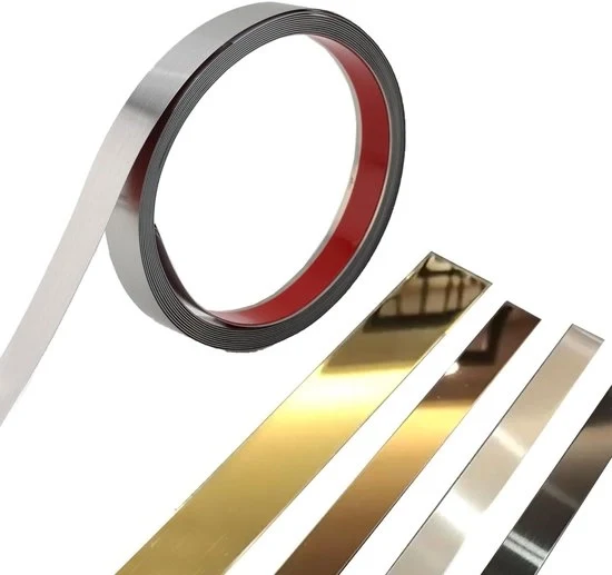 Decorazione per muro e specchio con adesivo selflock - 5,5 metri - argento
