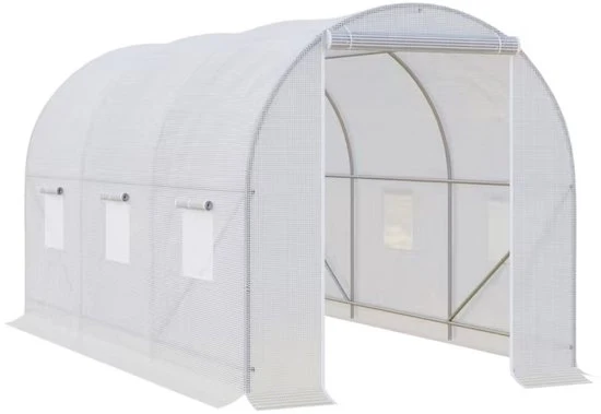 Tunnel per Giardino 7 Metri con 6 Braccia Struttura a Rete 3,5 x 2 x 2 m Bianco