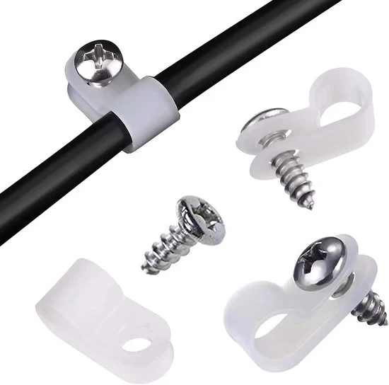 Cinture per cavi in nylon per gestione cavi - 100 pezzi - Bianco/Nero