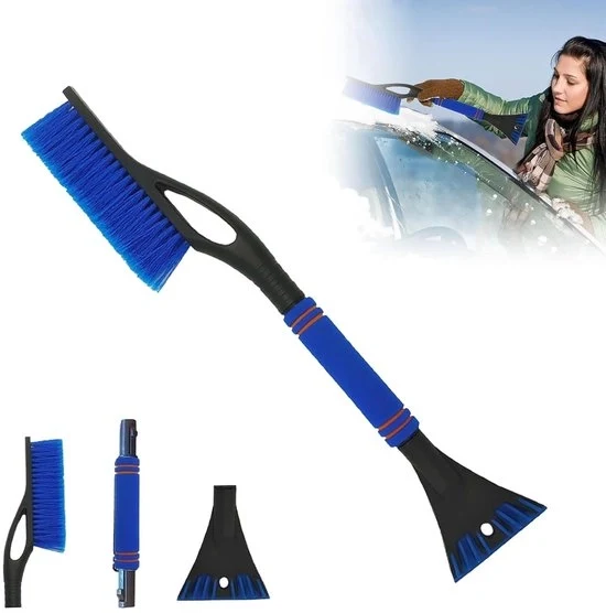 Sfregiatore per vetri auto - 2-in-1 sfregiatore e setole - blu
