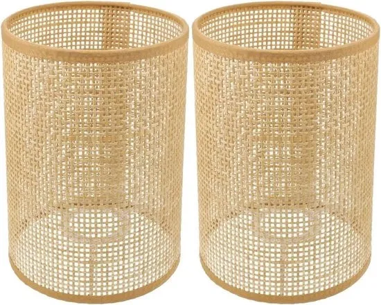 Tromma di lampada in rotan - Copertura naturale cilindrica di luce - Per lampada da tavolo e lampada da soffitto - E27/E14 lampadario in zecca di mare