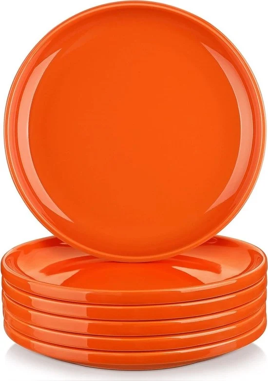 Set di Piatti da Dessert in Ceramica per 6 Persone - Piatti con Orlo - Piatti Resistenti al Magnetron e al Lavastoviglie