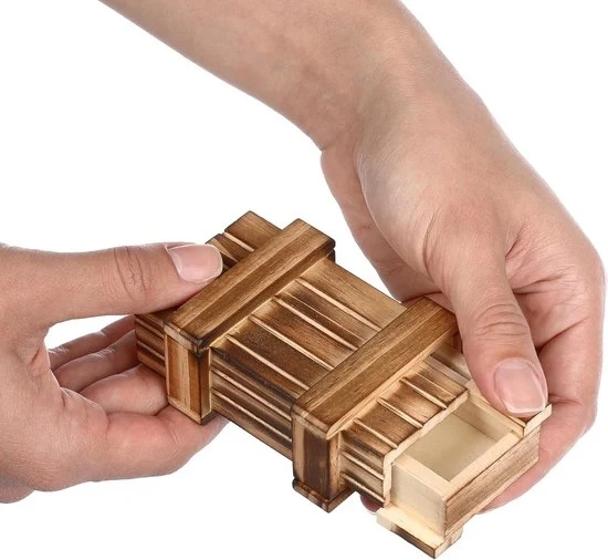 Cassa in legno con cassetto segreto - creativa scatola per regalo di denaro per il matrimonio - 1 pezzo - legno reale - 10 x 6 x 4 cm