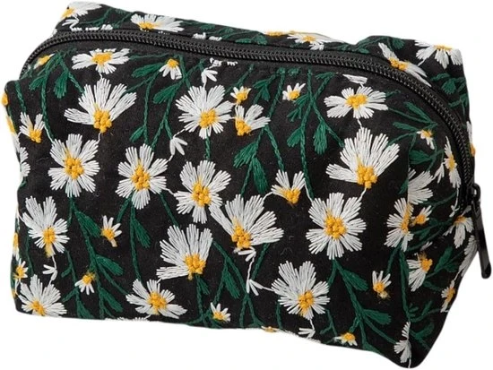 Borse da toeletta per donne - grandi tasche di trucco con chiusura a zip - disegno di fiori
