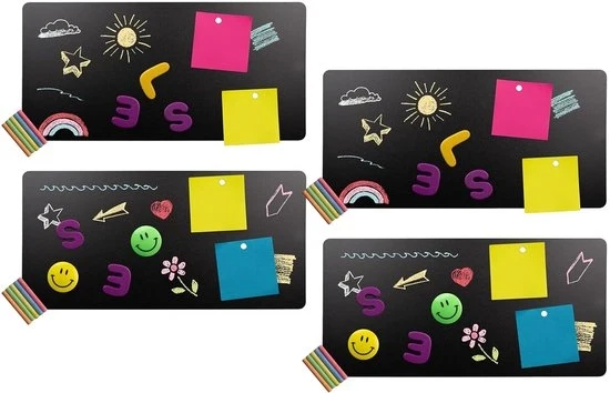 Set di whiteboard magnetico - Tavola di scrittura per la pianificazione - 4 pezzi - Nero - 40 x 19 cm