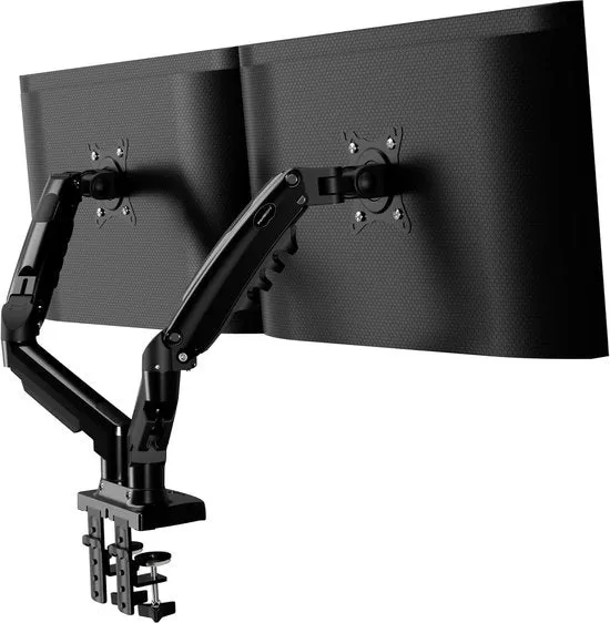 Armadura per monitor doppio - braccio a gas 360° girevole - compatibile con schermi da 19 a 32 pollici