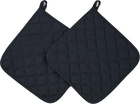 Set di 2 asciugamani per panni - nero - cotone - 24x24 cm