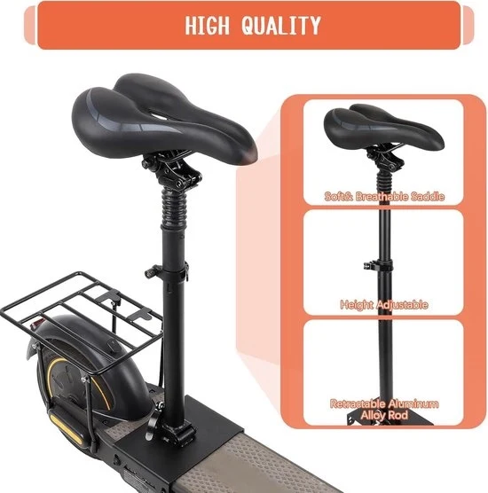 Sella per scooter elettrico - Assorbimento shock/Soffice/Aermiutente - Altezza regolabile 51-63 cm - Adatto per Segway-Ninebot Max G30