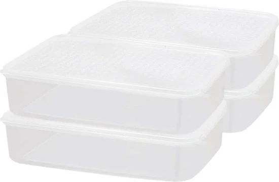 Contenitori di conservazione alimentare - 1.1L*4 - Congelatore a microonde - Organizzatore della dispensa per il pranzo - Scatole con coperchio per congelazione