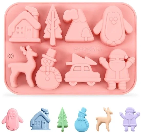 Set di forme di Natale in silicone - 8 pezzi - versatile - facile da pulire