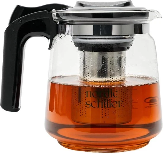 Teiera in Vetro con Coperchio - Resistente al Calore, 1500 ml, Termo