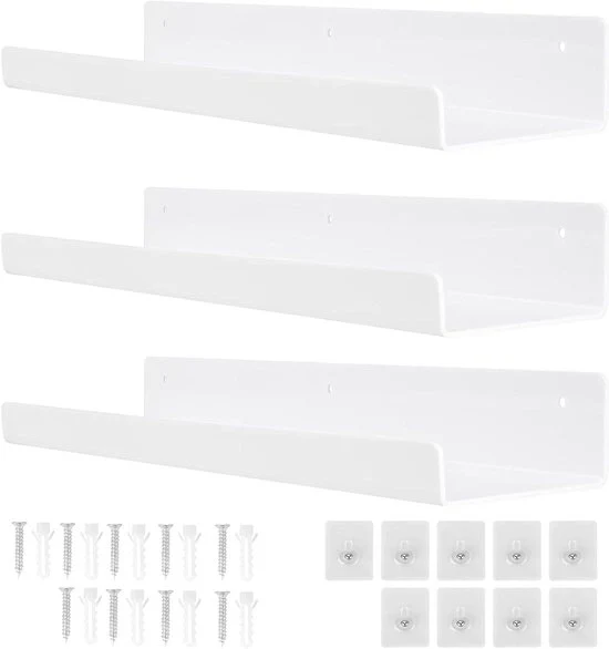 Wandrekken senza forare - design moderno - 3 pezzi - bianco - acrilico