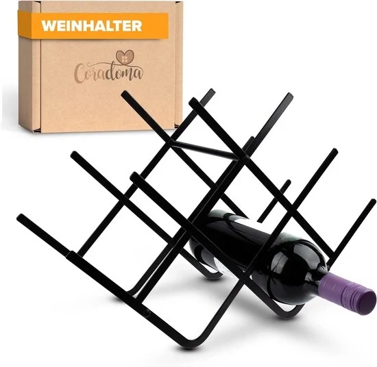 Wijnrek metallico nero per 8 bottiglie - moderno sostegno bottiglie