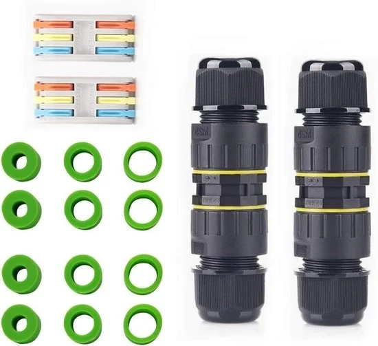 Scatola di connessione idrofuga 3-poli M25 IP68 connettore esterno guaina Ø 5-14 mm (nero PA66) progettata con chiave di connessione diretta per cavi esterni - Set di 2