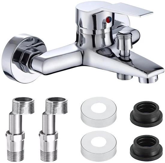 Cassettina di doccia con maniglione singolo - design moderno - finitura argento
