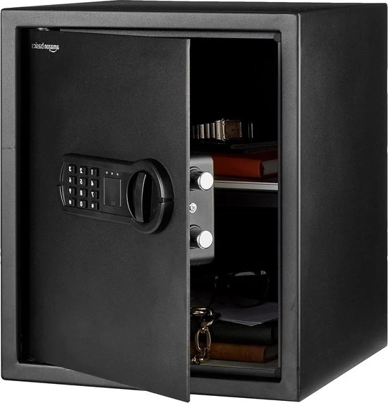 Safetta di sicurezza per uso domestico con tastiera elettronica - proteggi documenti e gioielli - 43 litri - nero - 35 x 33 x 42 cm - resistente al fuoco